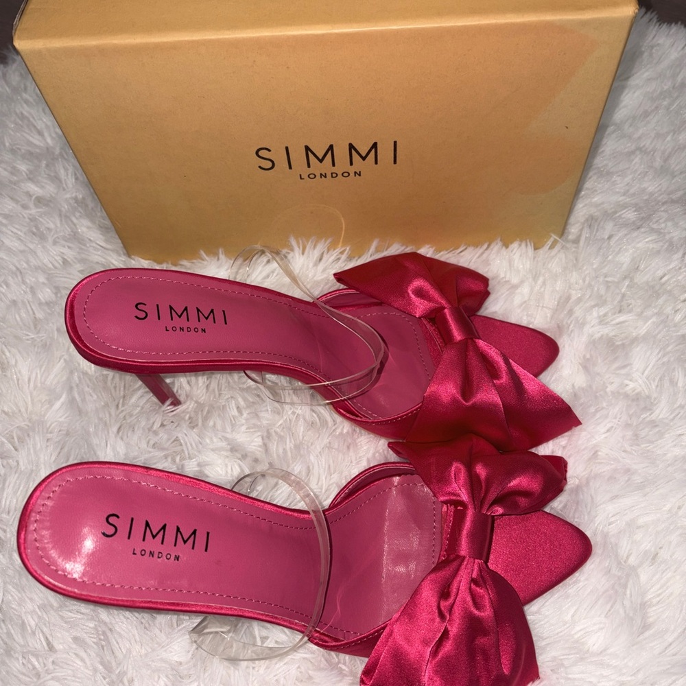 Red Satin Bow Heels